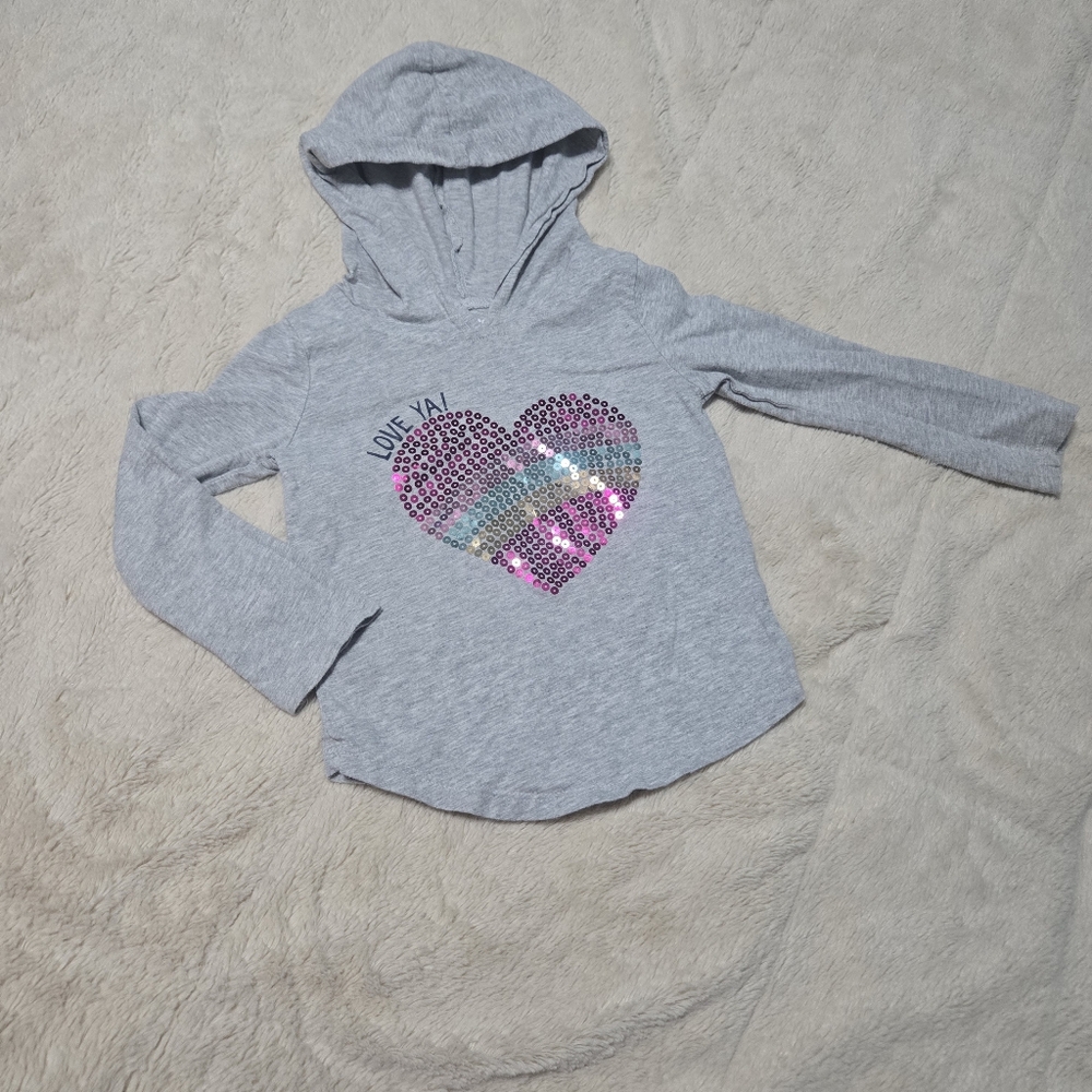 Sequin Heart Hooded Sweatshirt Girls Size 3T Valentine By Carter’s